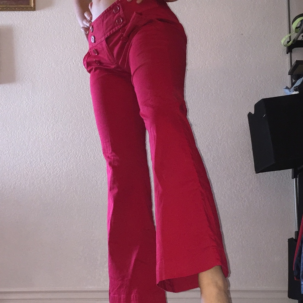 Red Vintage Bell Bottom Pants
